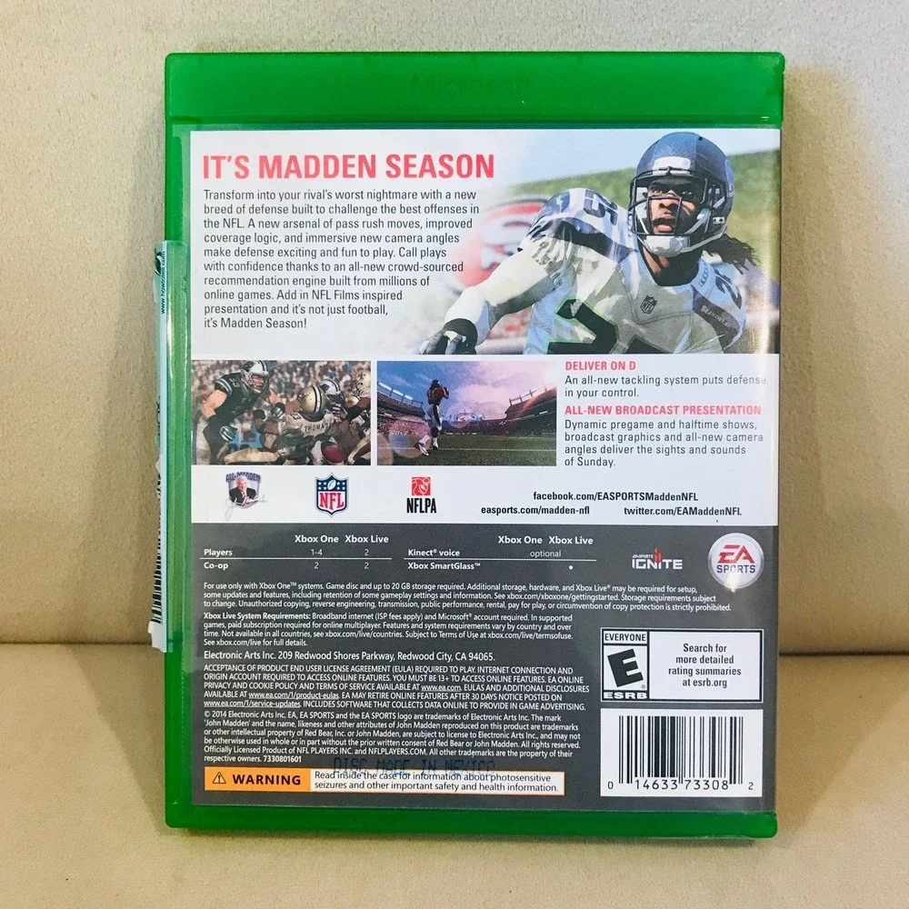 Madden NFL 15 (Microsoft Xbox One) GAME DISC & CASE TESTED VG